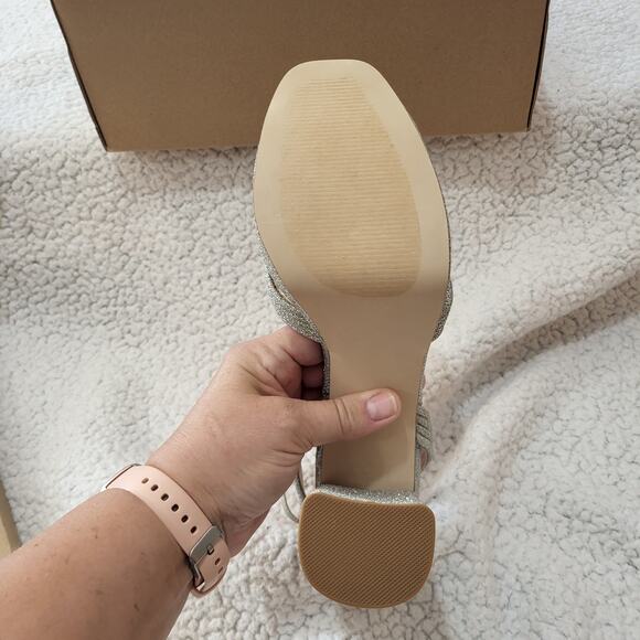 NIB Steve Madden LAUREL SILVER heeled platform Sandals Women size 10 - Picture 5 of 9